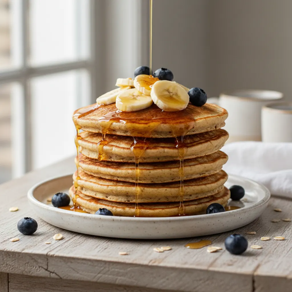 Fluffy Banana Oat Pancakes