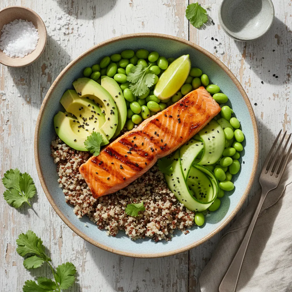 Grilled Salmon Quinoa Bowl